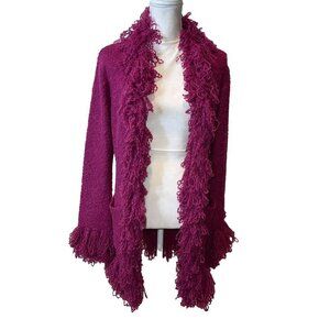 Felicity Womens Long Cardigan Pink Size Medium Vintage 90s Sweater Acrylic Wool